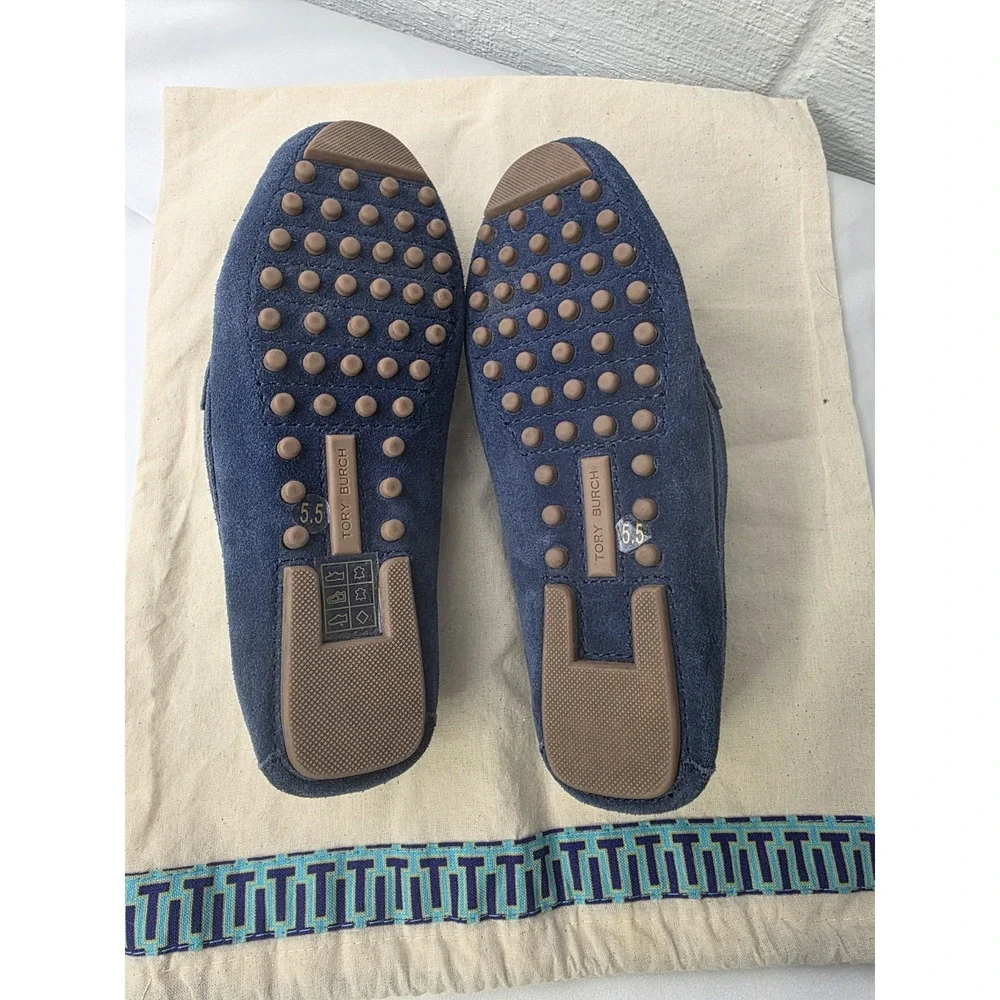 Tory Burch Blue Suede Driving Moccasins Women's‎ Shoes Loafers Size 5.5 New